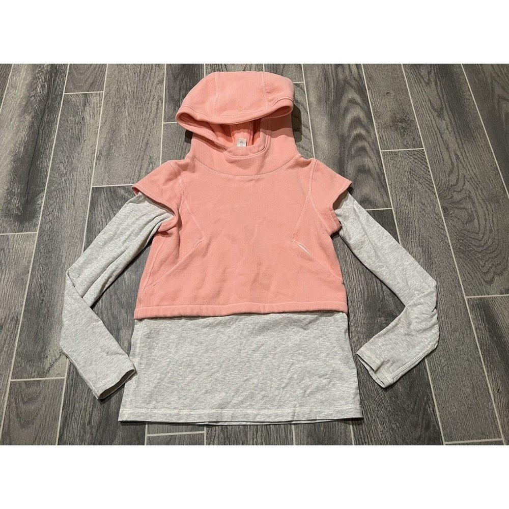 Ivivva By Lululemon Girls Size 12 PeachGrey Hoodie Pullover Sweater Long Sleeve